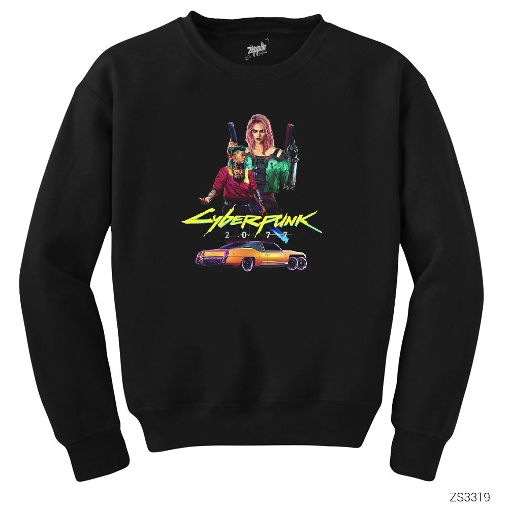 Cyberpunk Get Rich or Die Siyah Sweatshirt