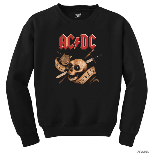 AC DC Hell Bells Skull Siyah Sweatshirt