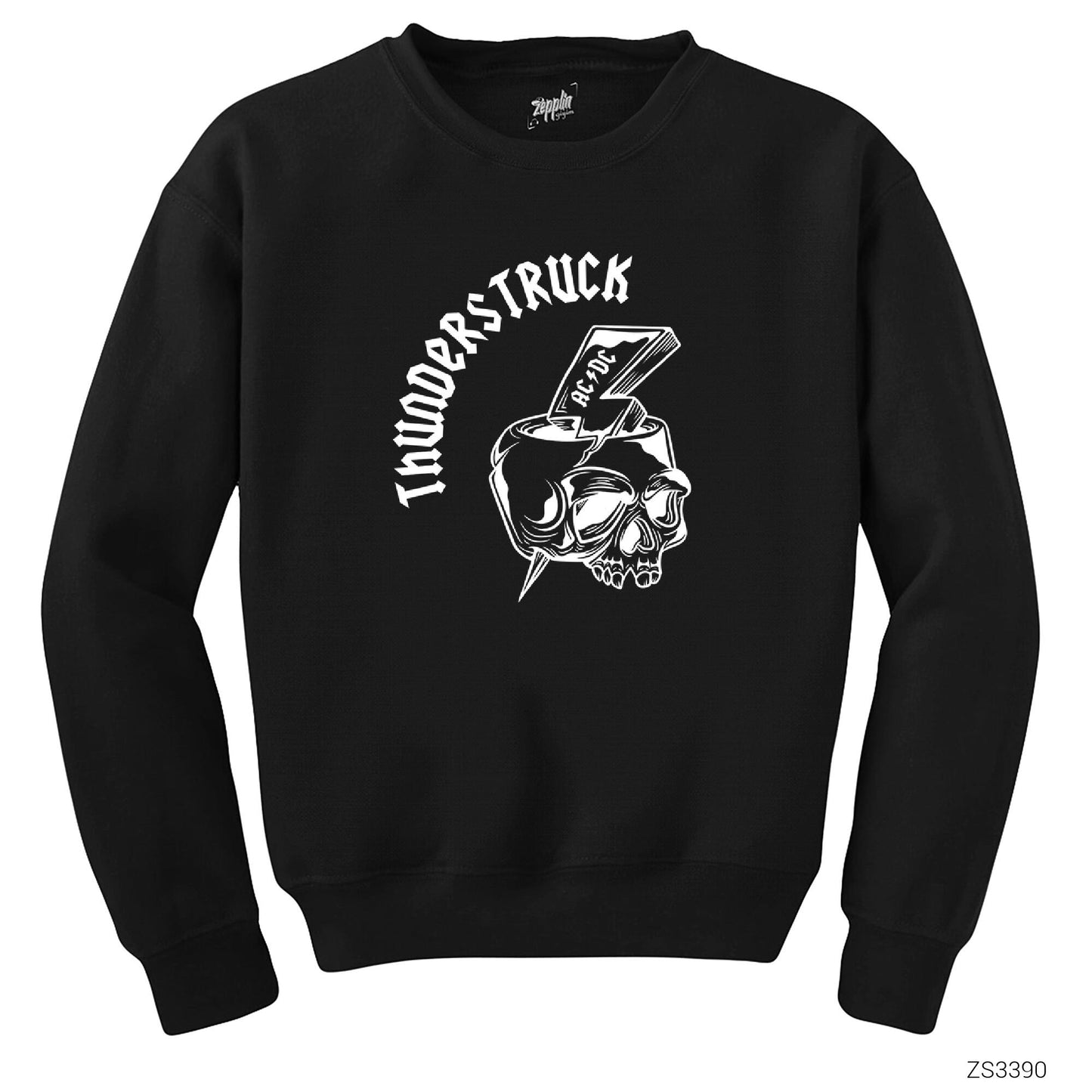 AC DC Thunderstuck Skull Siyah Sweatshirt