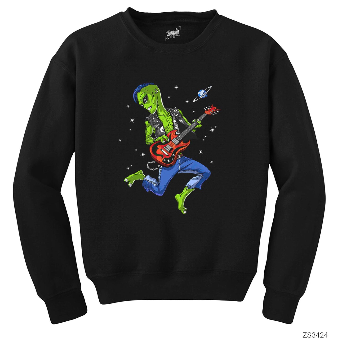 Alien Guitar Siyah Sweatshirt