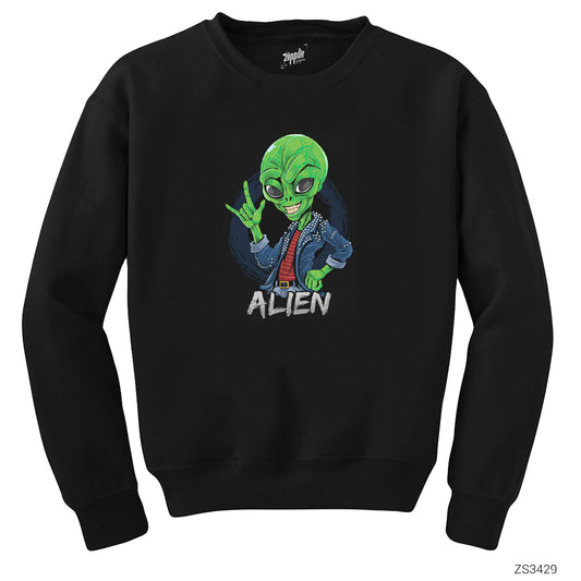 Rock Star Alien Siyah Sweatshirt