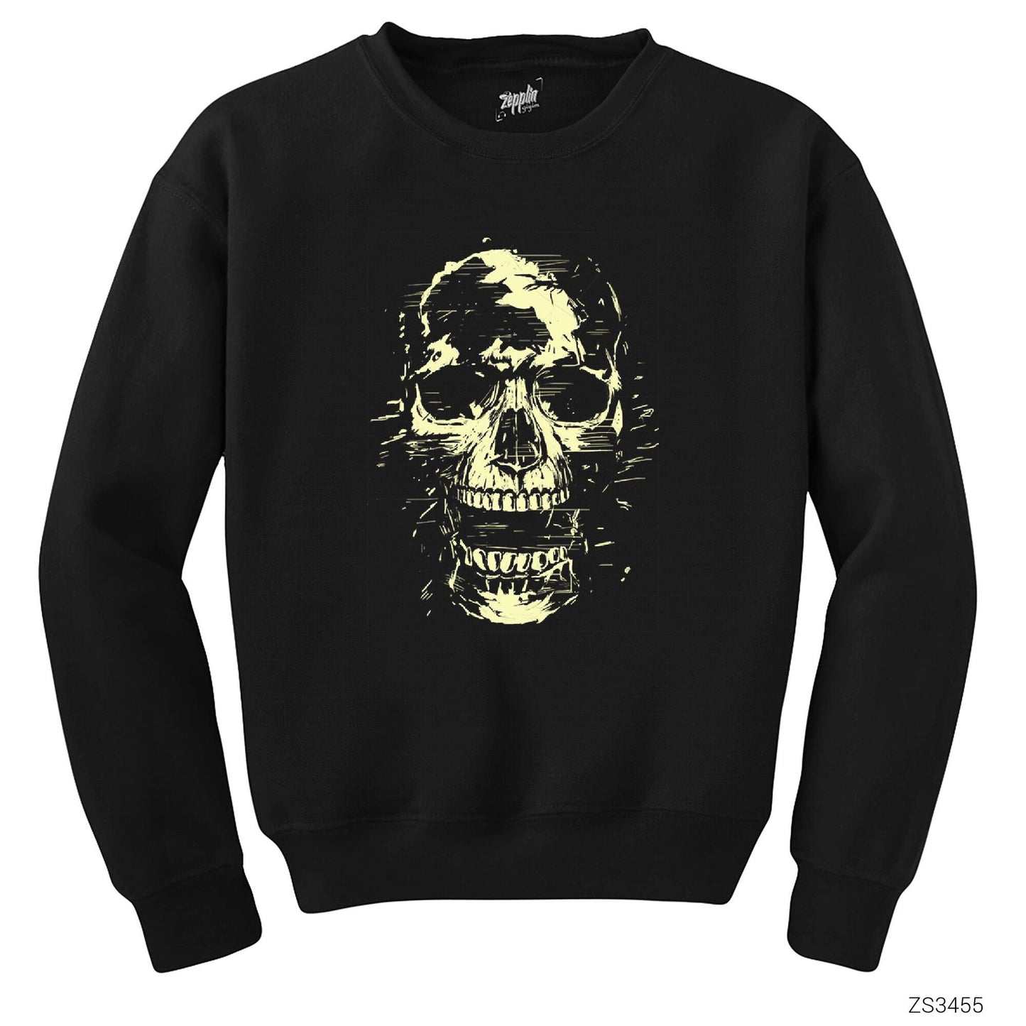 Skull Kuru Kafa Çığlık Siyah Sweatshirt
