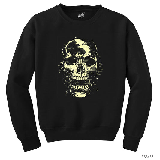 Skull Kuru Kafa Çığlık Siyah Sweatshirt