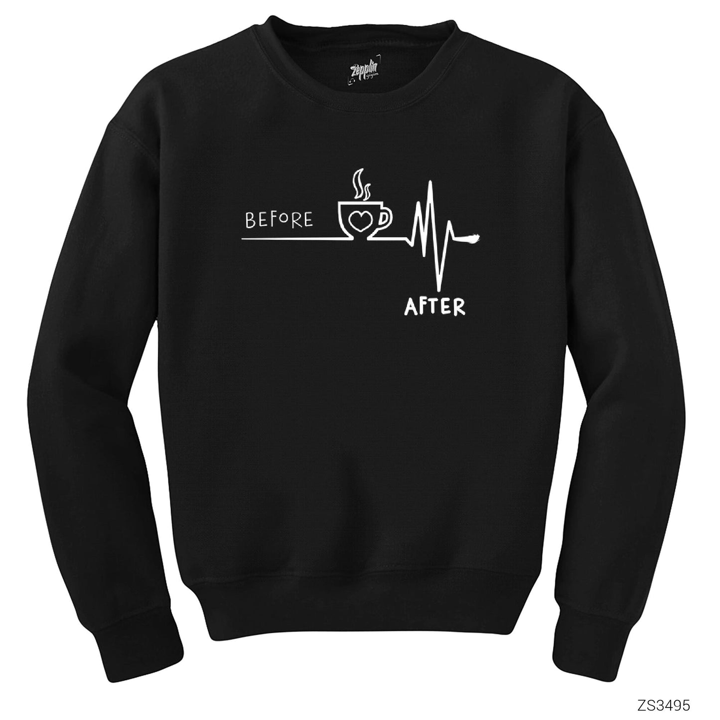 Kahve Öncesi Sonrası Siyah Sweatshirt