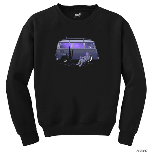 Karavanlı Uzaylı Siyah Sweatshirt