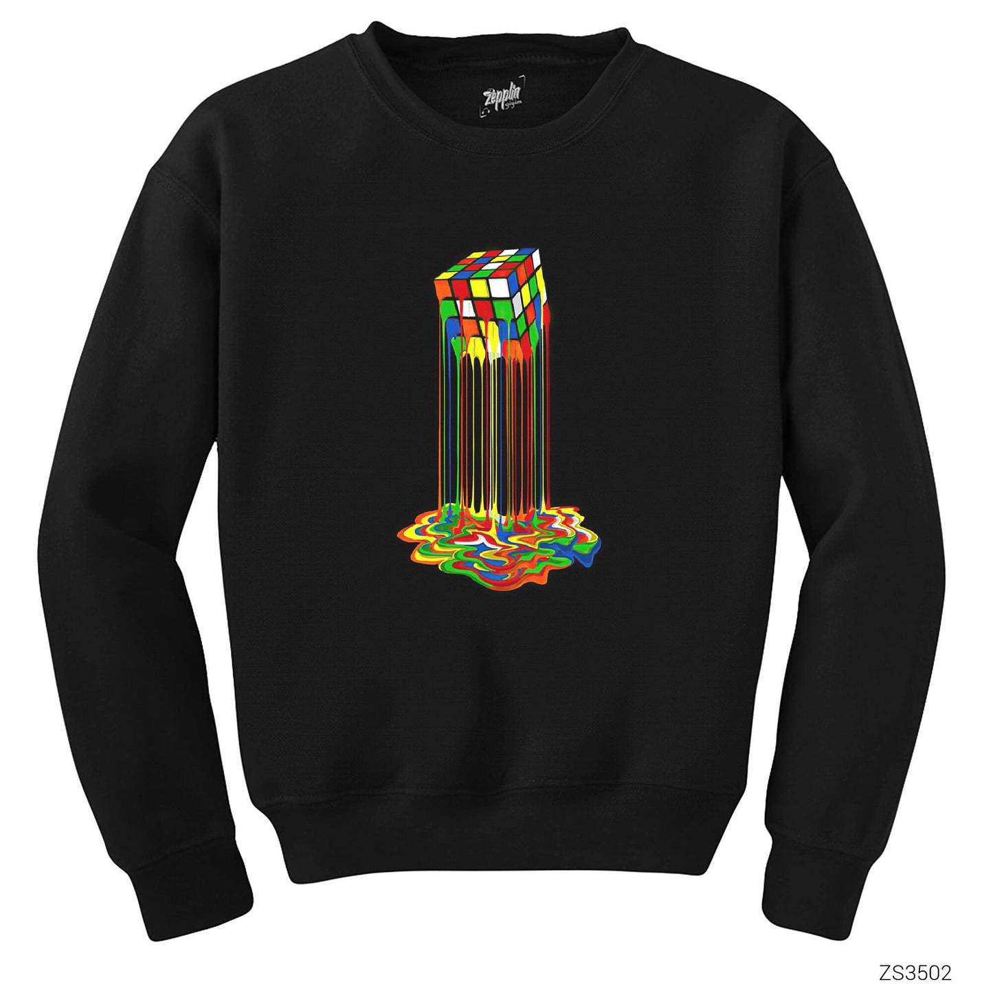 Rubix Cube Rainbow Siyah Sweatshirt