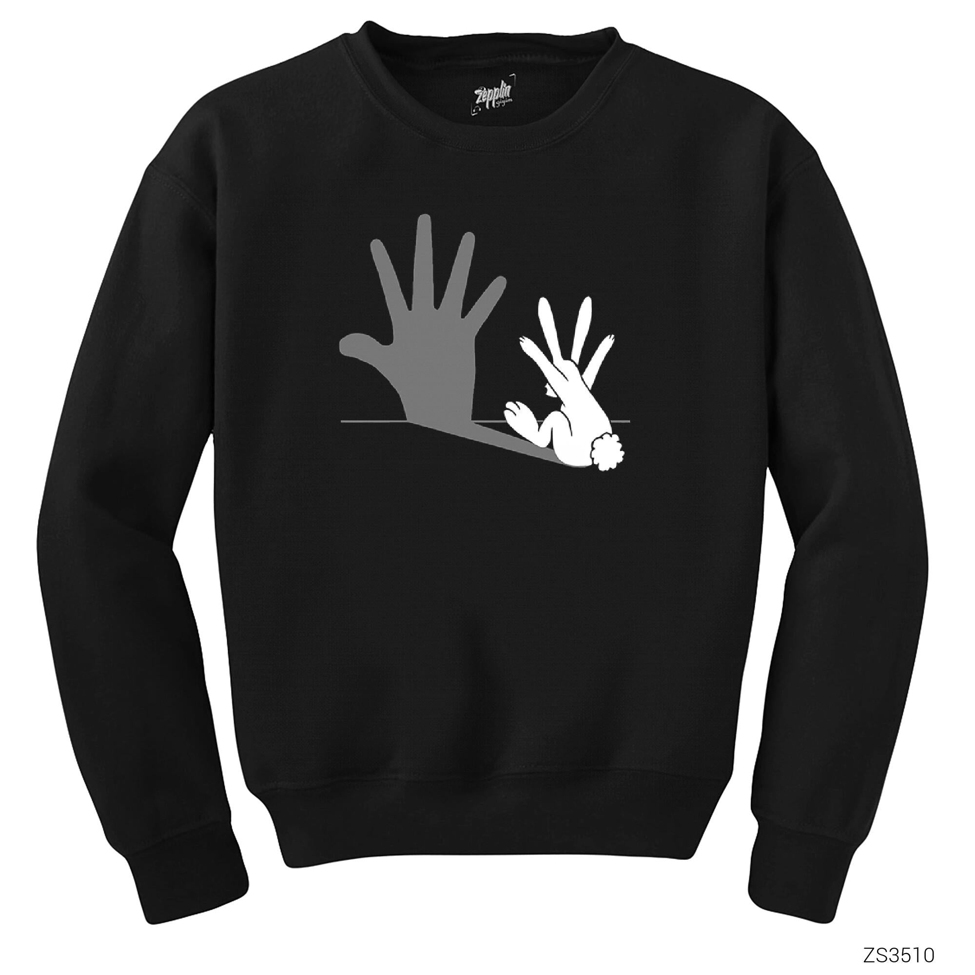 Tavşan El Şovu Siyah Sweatshirt