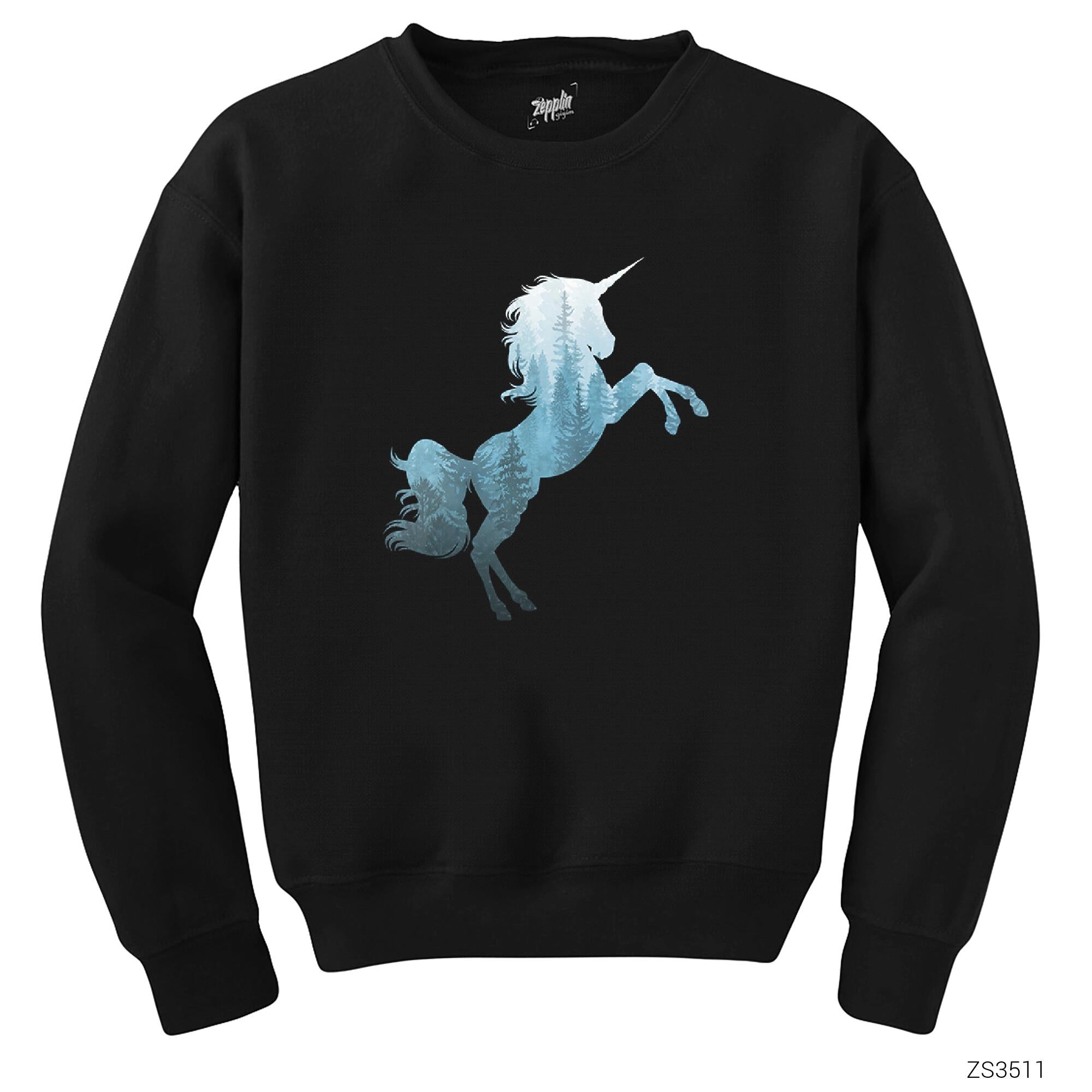 Unicorn Orman Siyah Sweatshirt