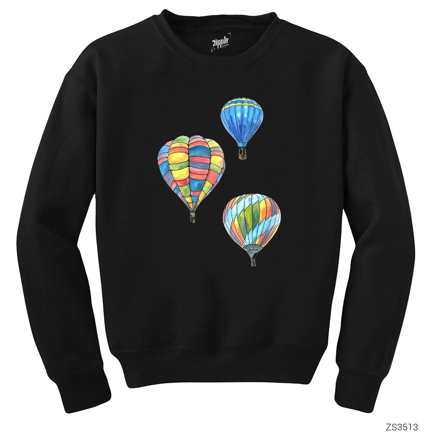 Kapadokya Balonları Siyah Sweatshirt