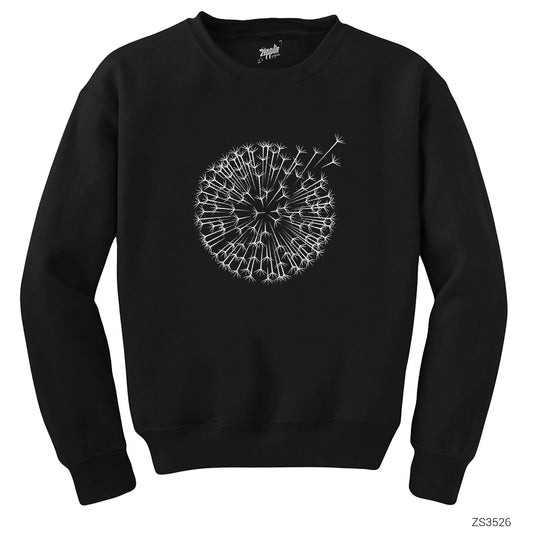 Karahindiba Çiçeği Siyah Sweatshirt