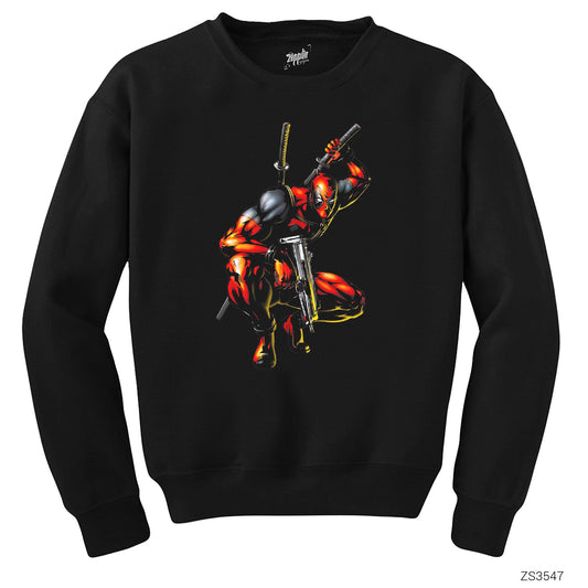Deadpool Uzi Siyah Sweatshirt