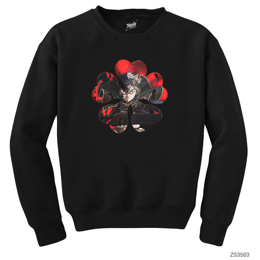Black Clover Five Clover Siyah Sweatshirt