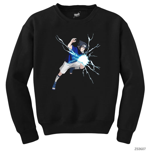 Naruto Uchia Sasuke Siyah Sweatshirt