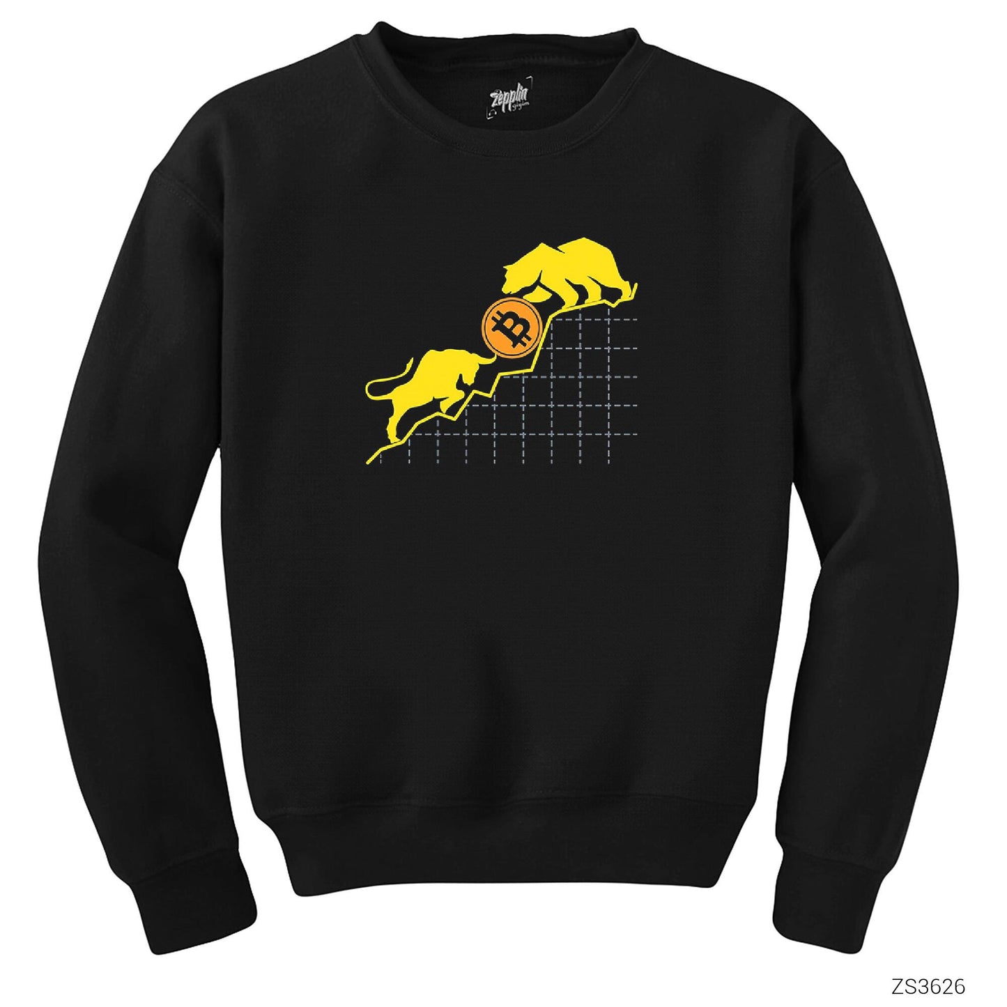 Bitcoin Kripto Para Ayı ve Boğa Siyah Sweatshirt