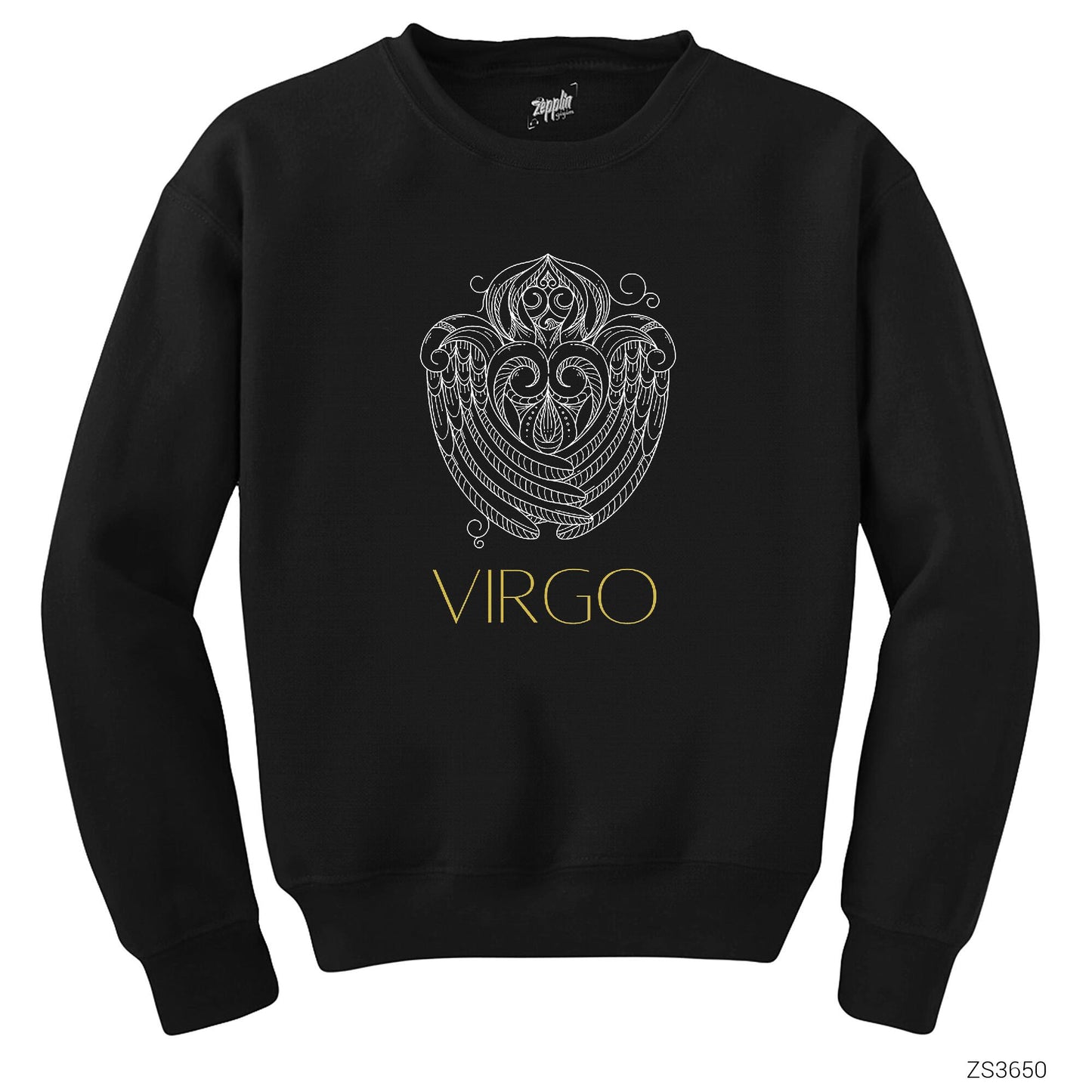 Başak Burç Retro Siyah Sweatshirt