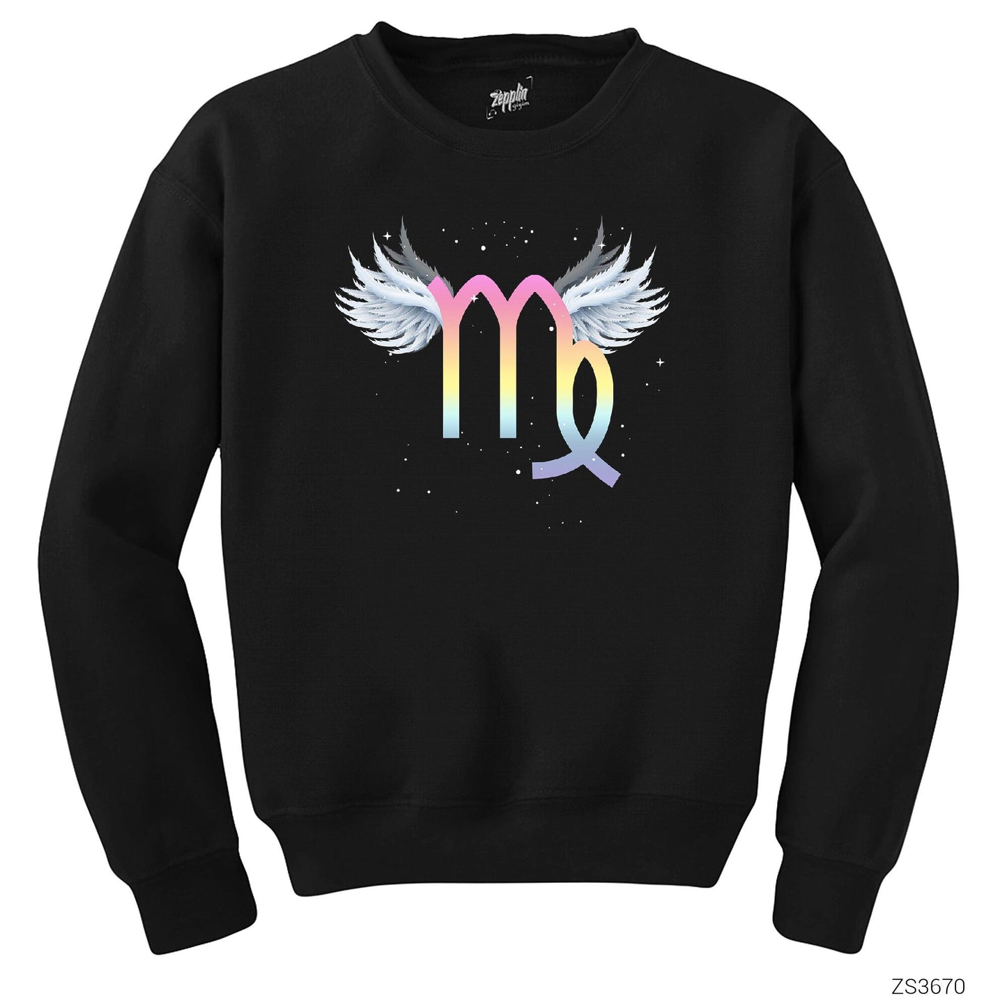 Başak Burcu Kanatlar Siyah Sweatshirt