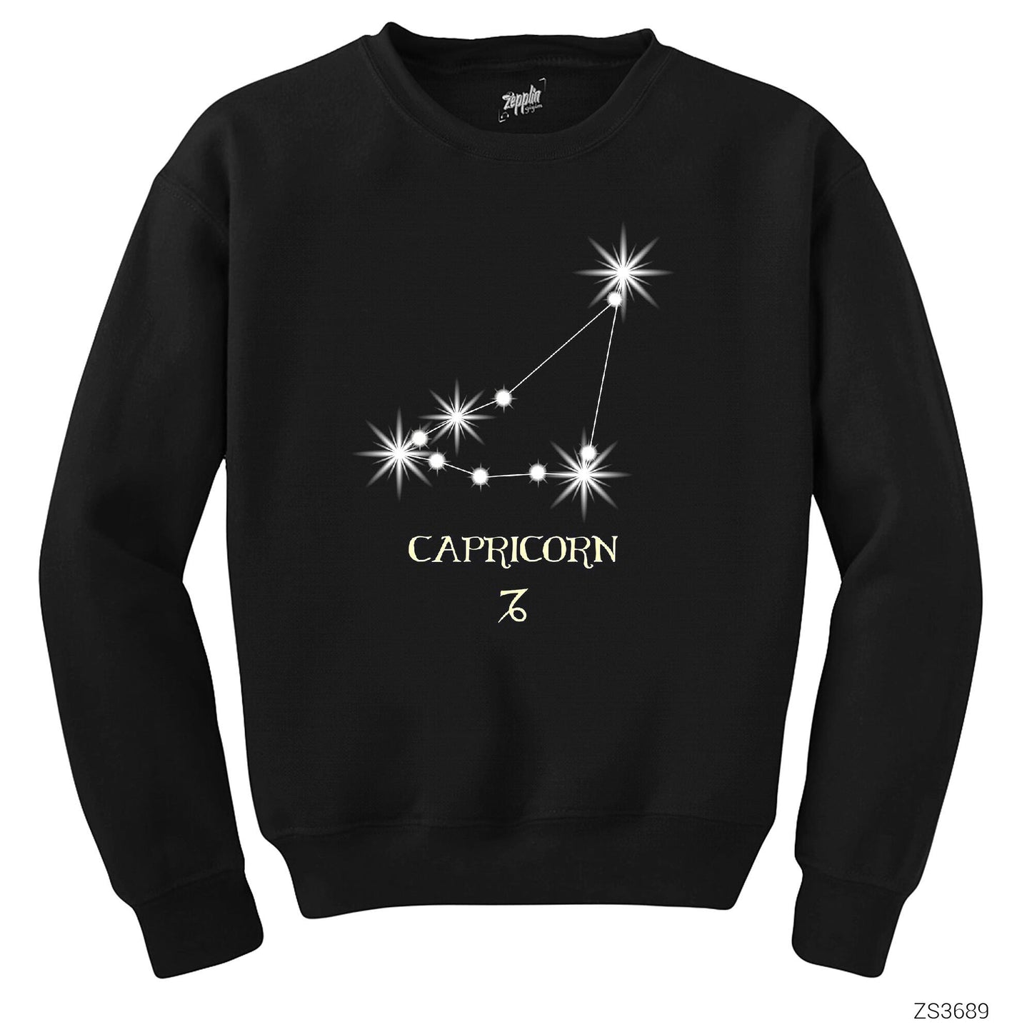 Oğlak Burcu Stars Siyah Sweatshirt