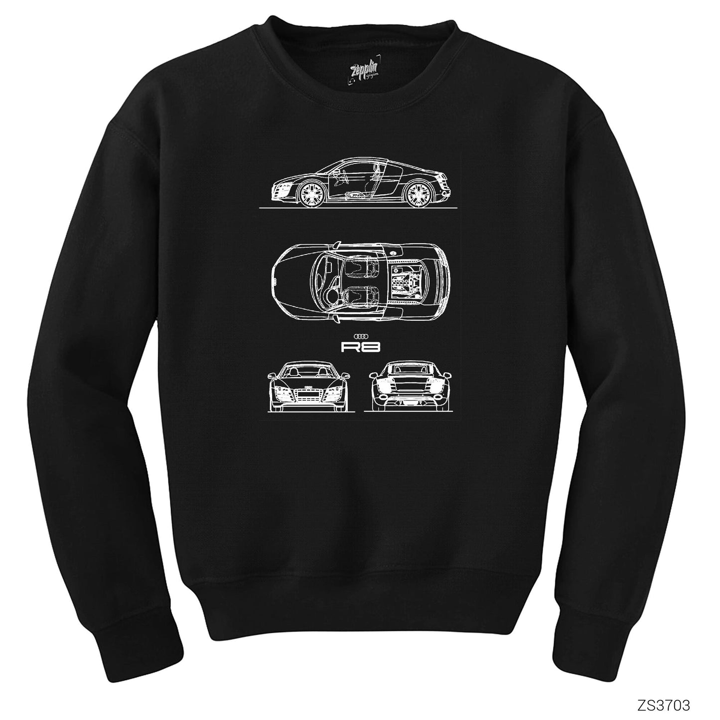 Audi R8 Blueprint Siyah Sweatshirt