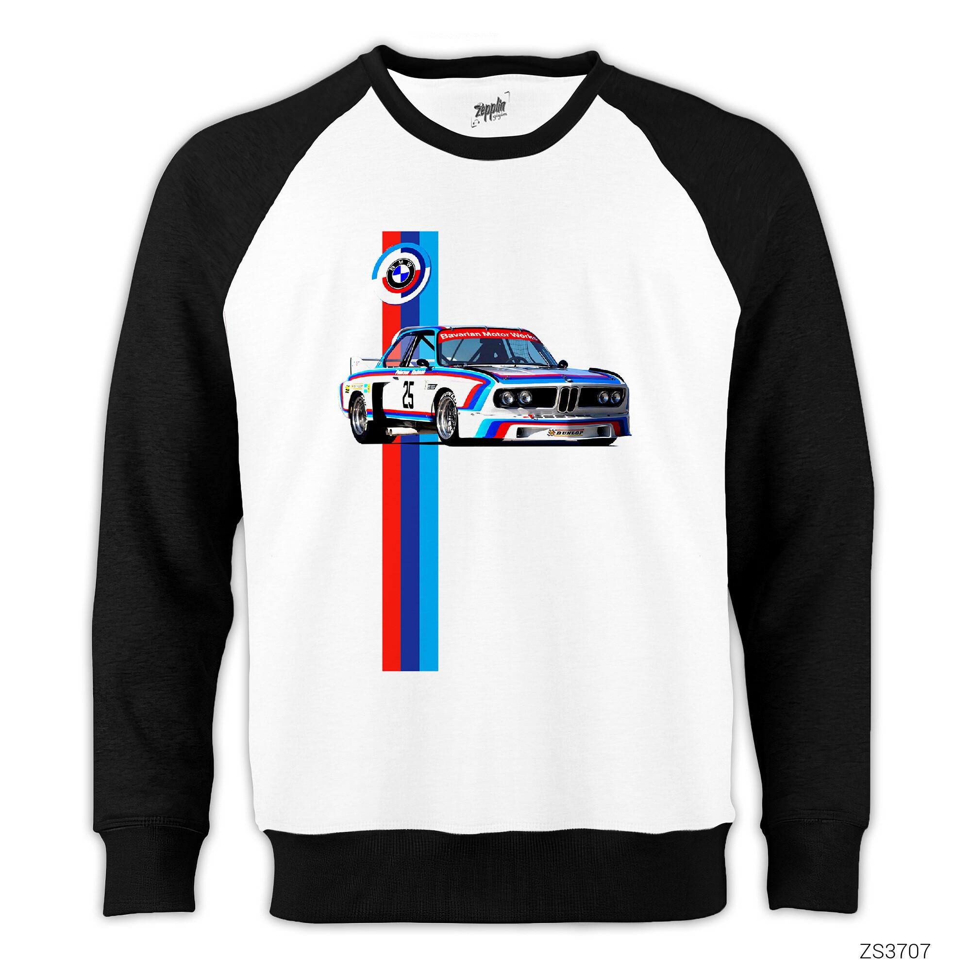 BMW Bavarian Motor Works Reglan Kol Beyaz Sweatshirt