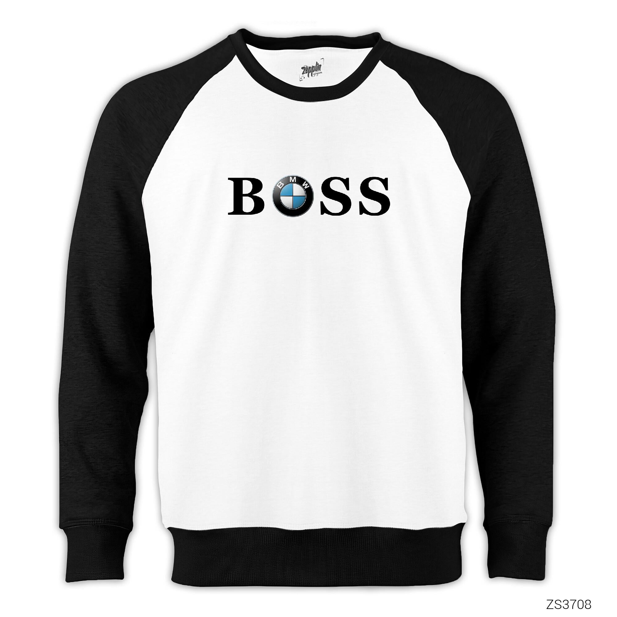 BMW Boss Reglan Kol Beyaz Sweatshirt