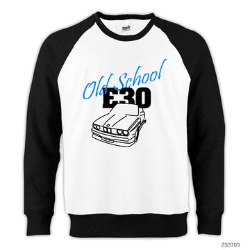 BMW E30 Old School Reglan Kol Beyaz Sweatshirt