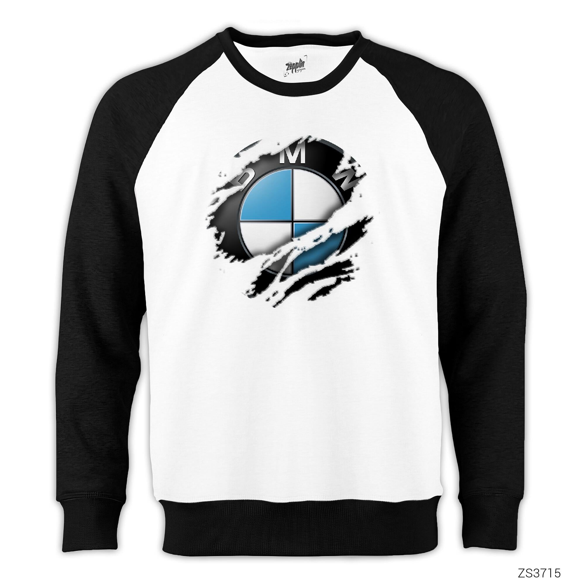 BMW Tear Torn Reglan Kol Beyaz Sweatshirt