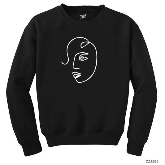 Yüz Artwork Siyah Sweatshirt