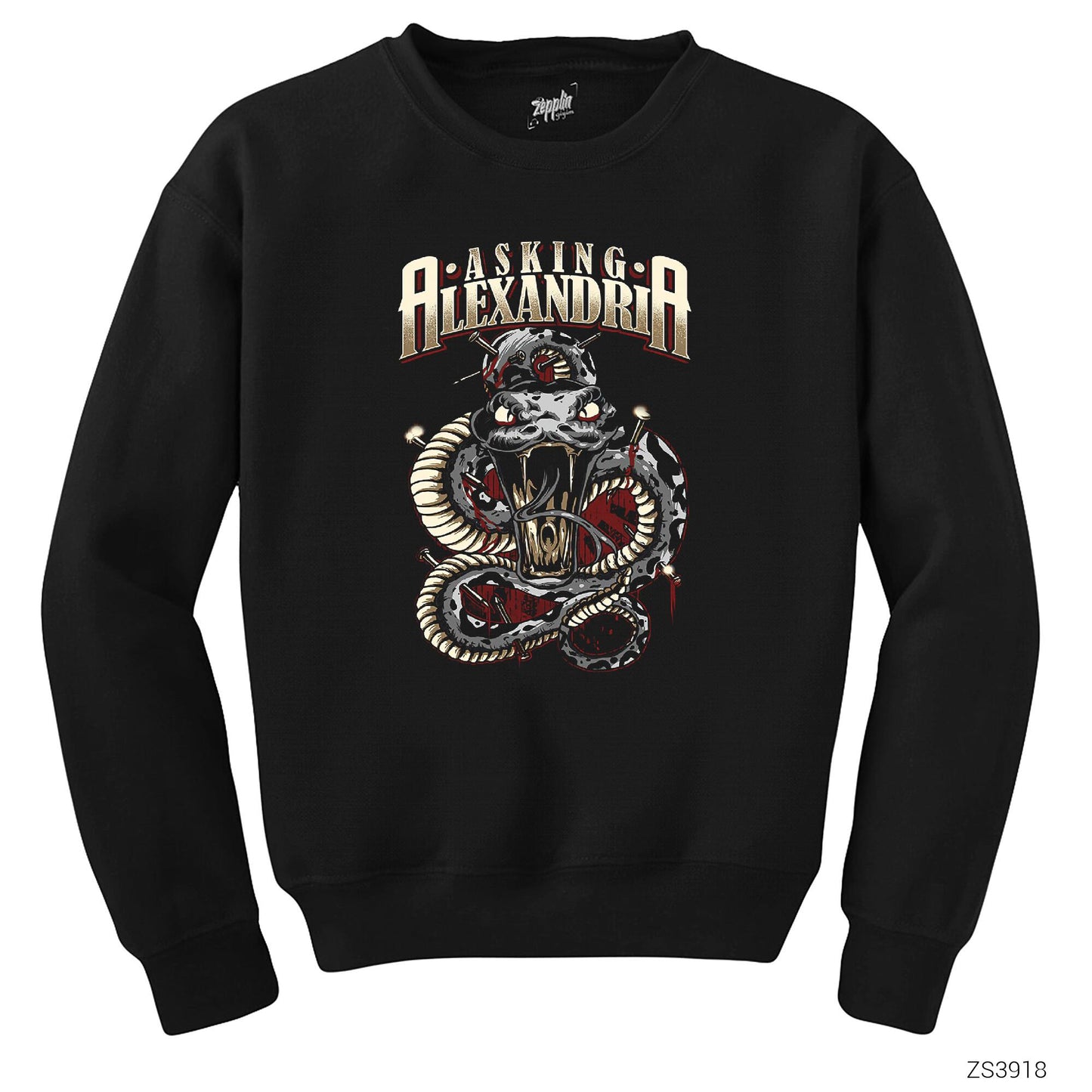 Asking Alexandria Snake Siyah Sweatshirt
