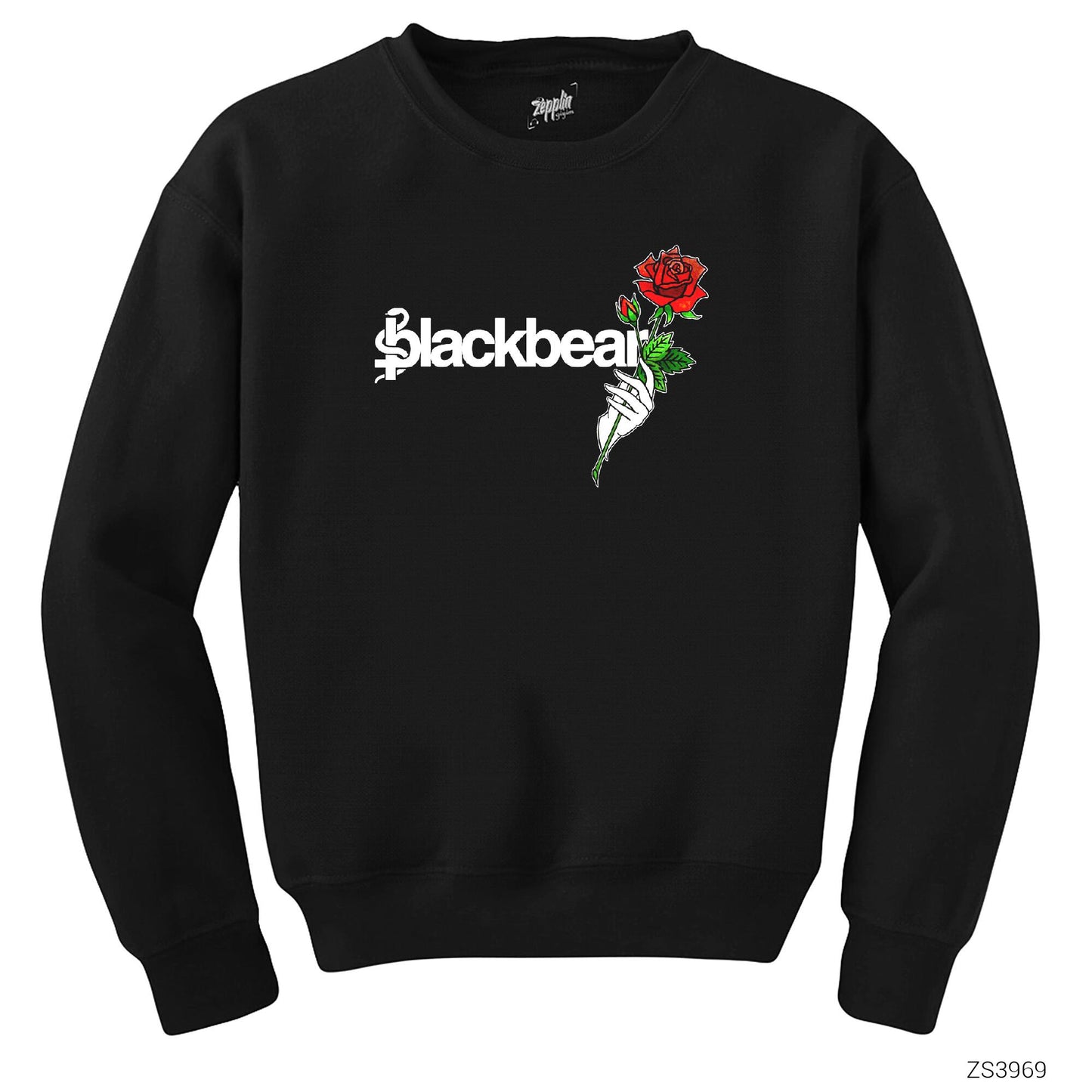 Blackbear Hand Held Rose Siyah Sweatshirt