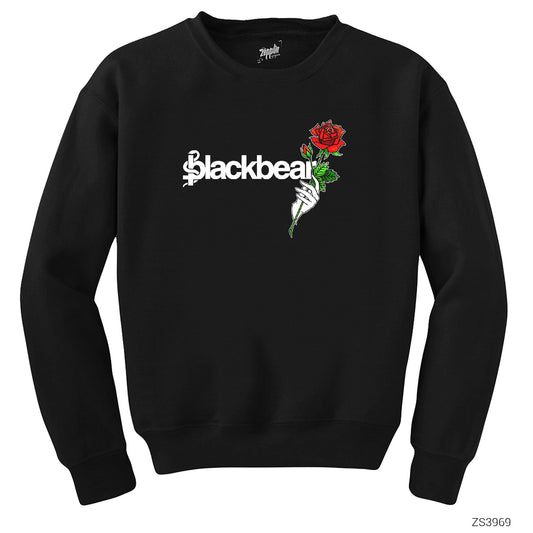 Blackbear Hand Held Rose Siyah Sweatshirt