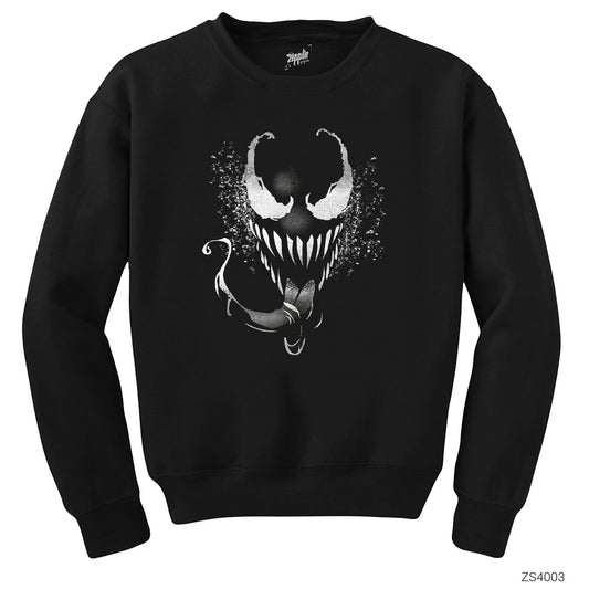 Venom 2 Face BW Siyah Sweatshirt