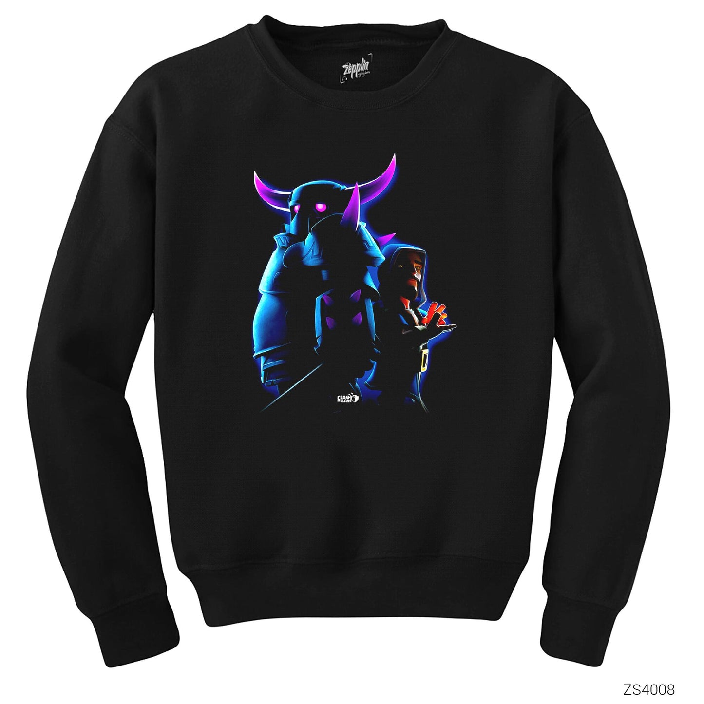 Clash Of Clans Büyücü ve Pekka Siyah Sweatshirt