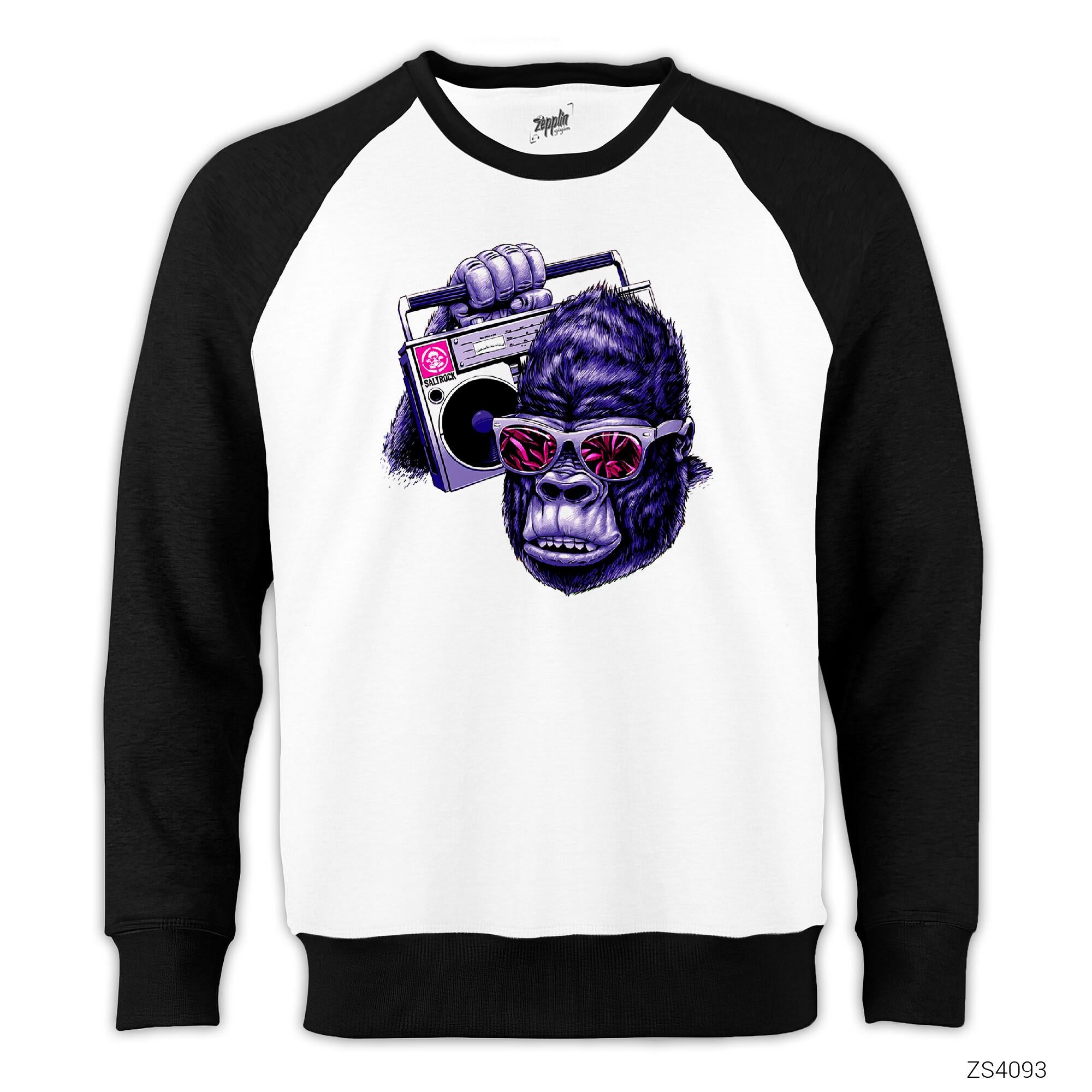 Gorilla Hiphop Reglan Kol Beyaz Sweatshirt