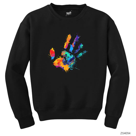 Hand Splash Paint Siyah Sweatshirt