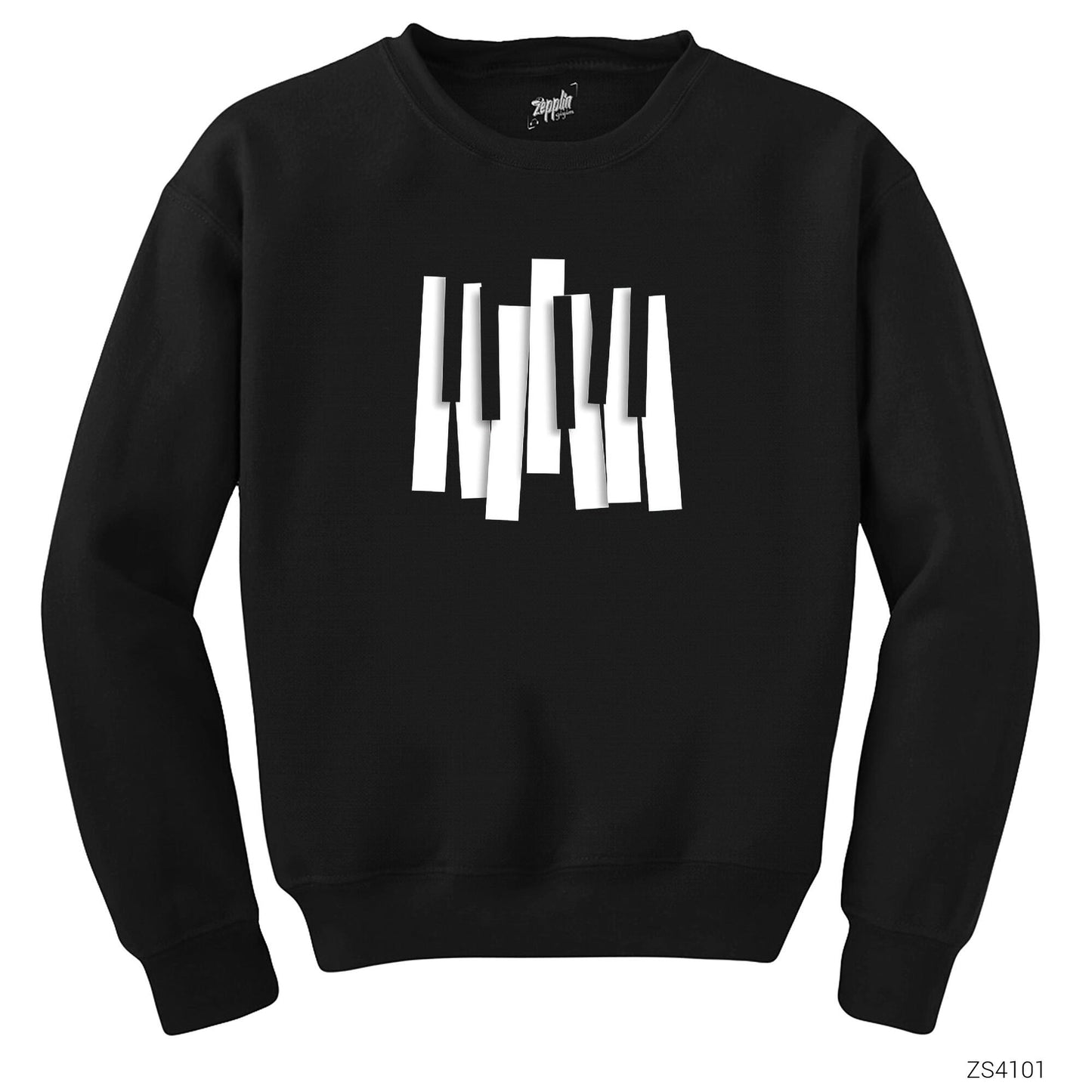 Piano Tuşları Siyah Sweatshirt