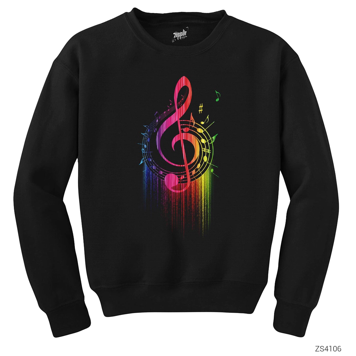 Sol Anahtarı ve Notalar Siyah Sweatshirt