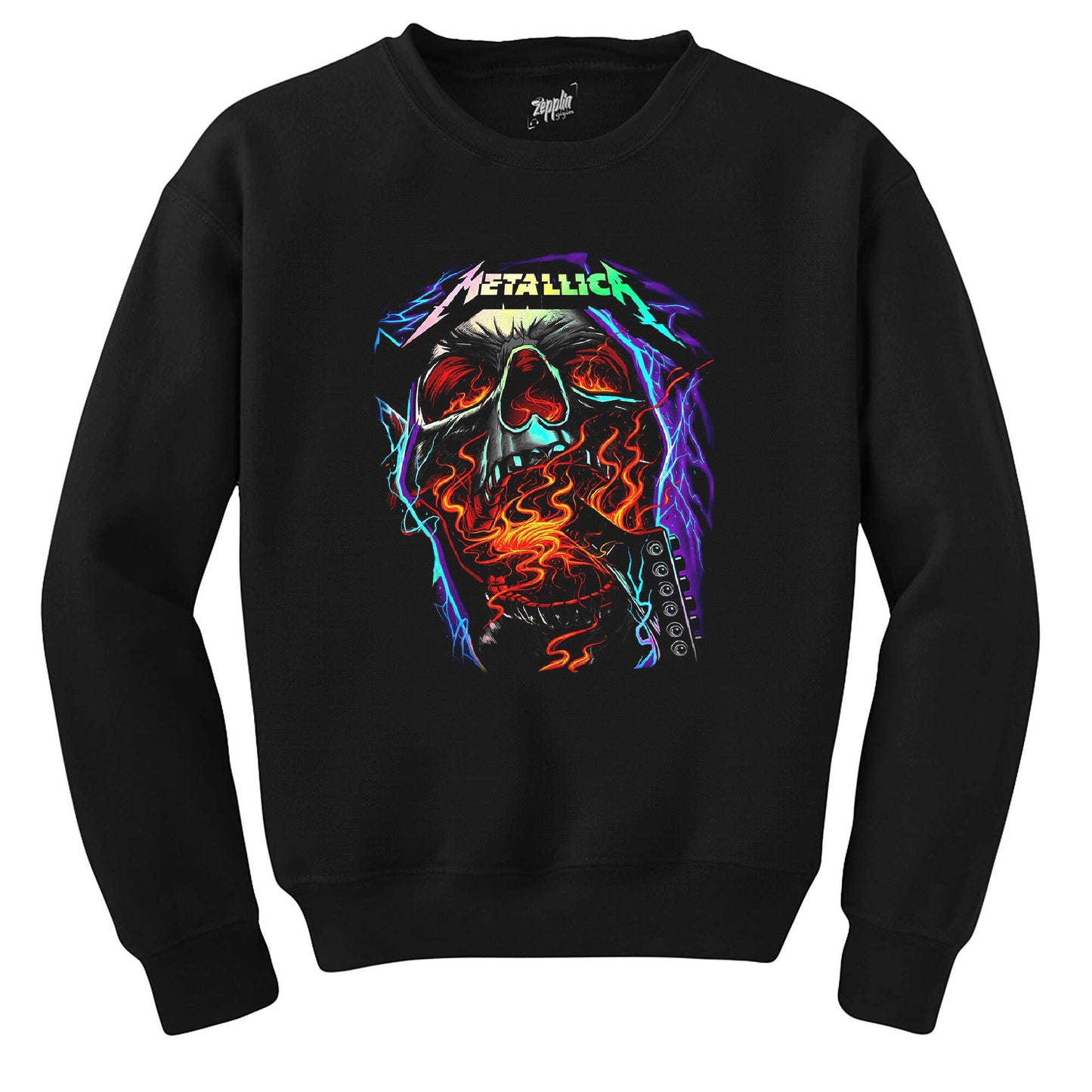 Metallica Skull Guitar Siyah Sweatshirt