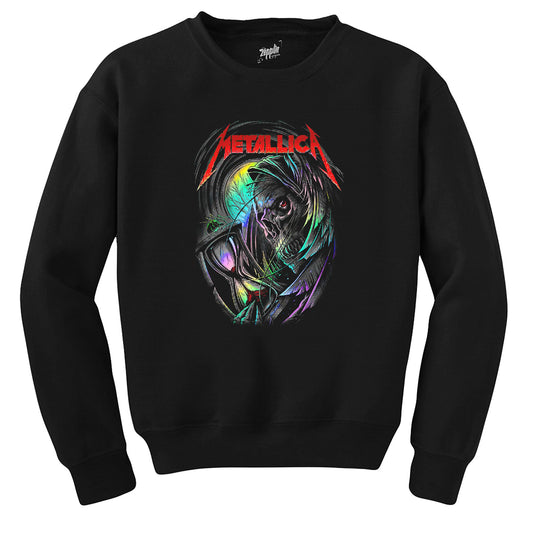 Metallica Rainbow Skull Time Siyah Sweatshirt