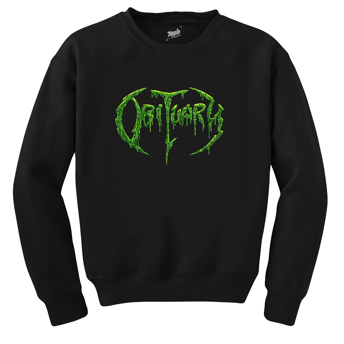 Obituary Logo Green Siyah Sweatshirt