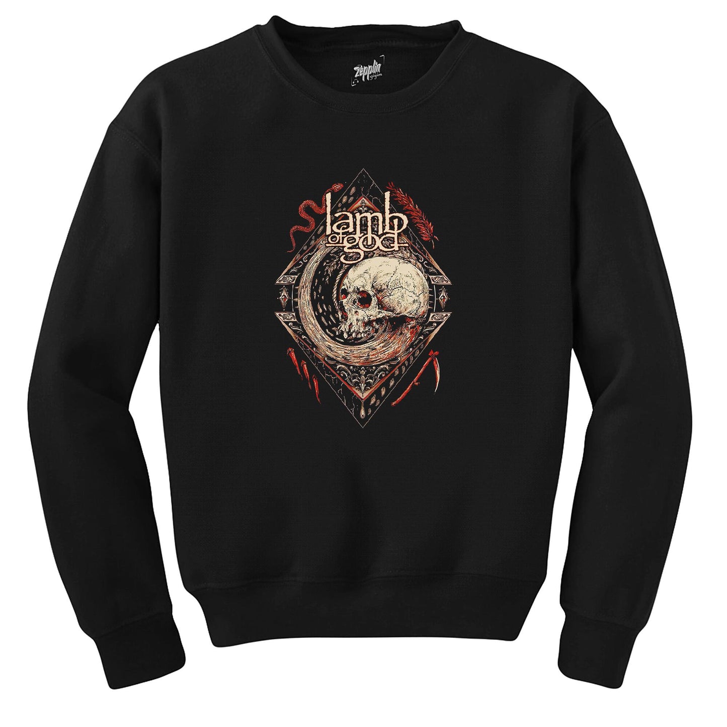 Lamb Of God Band Lightweight Skull Siyah Sweatshirt
