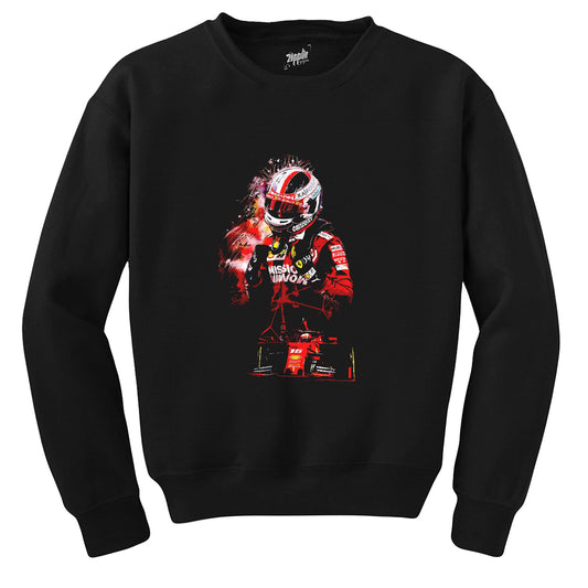 F1 Charles Leclerc Ferrari Siyah Sweatshirt