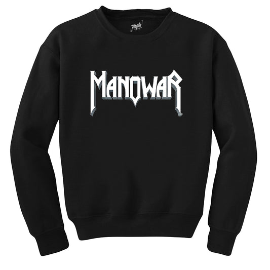 Manowar Logo Classic 2 Siyah Sweatshirt