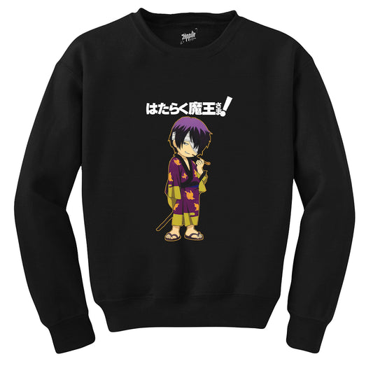 Hataraku Maou sama Hanzo Urushihara 2 Siyah Sweatshirt