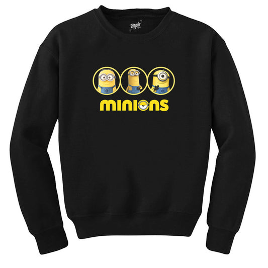 Minions Triple Character Siyah Sweatshirt
