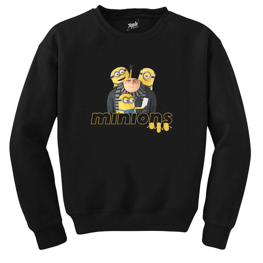 Minions And Gru Selfie Siyah Sweatshirt