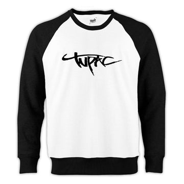 Tupac Logo 2 Reglan Kol Beyaz Sweatshirt