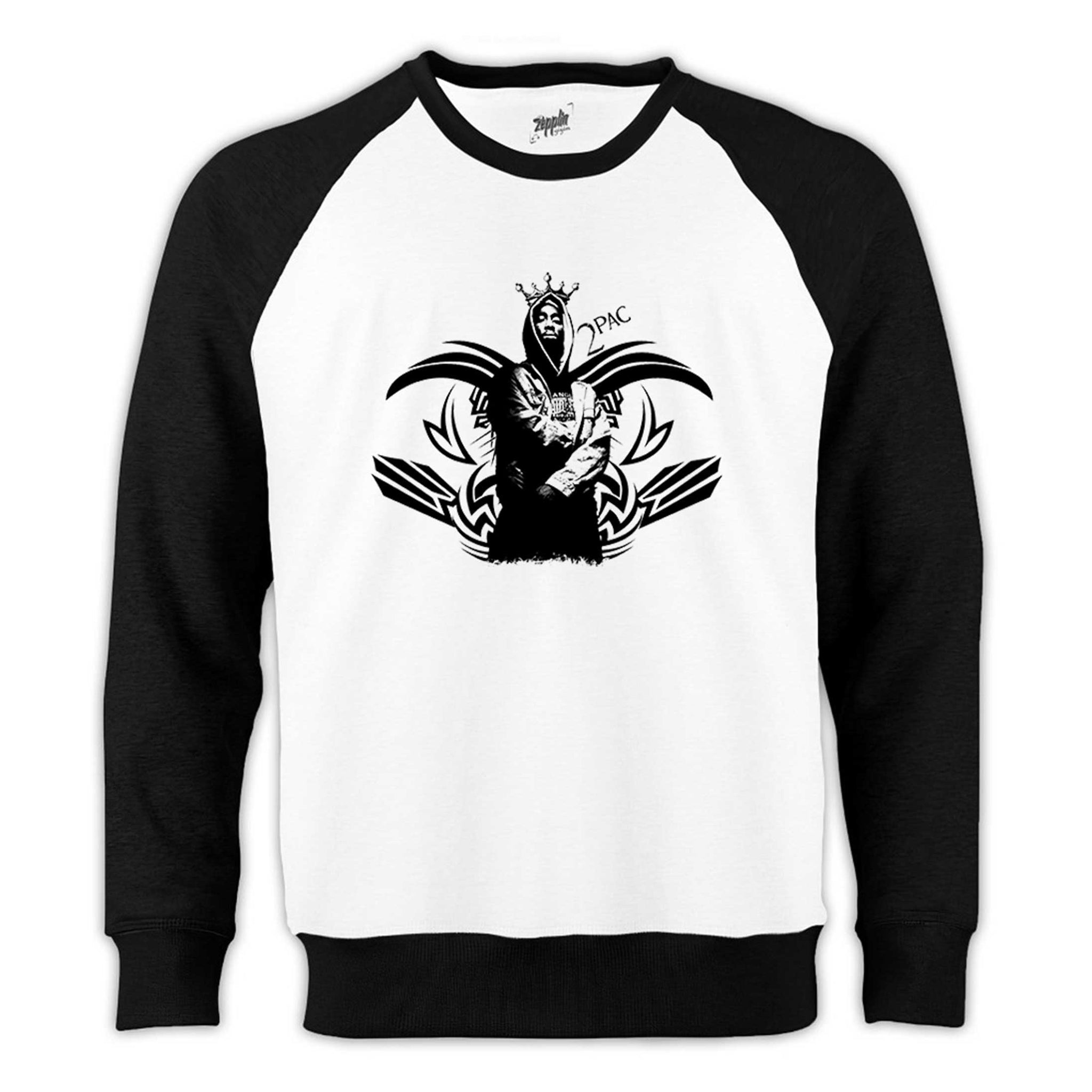 Tupac King Man Reglan Kol Beyaz Sweatshirt