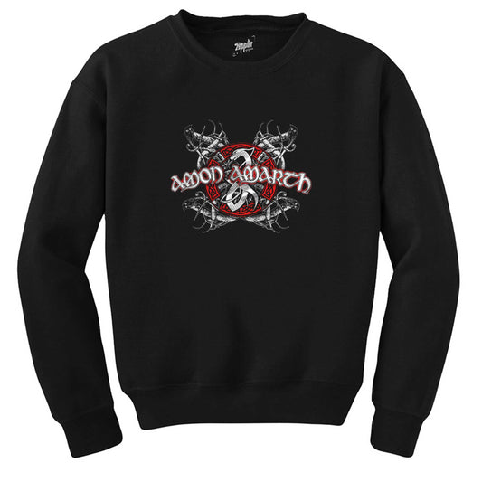 Amon Amarth Black and Red Siyah Sweatshirt