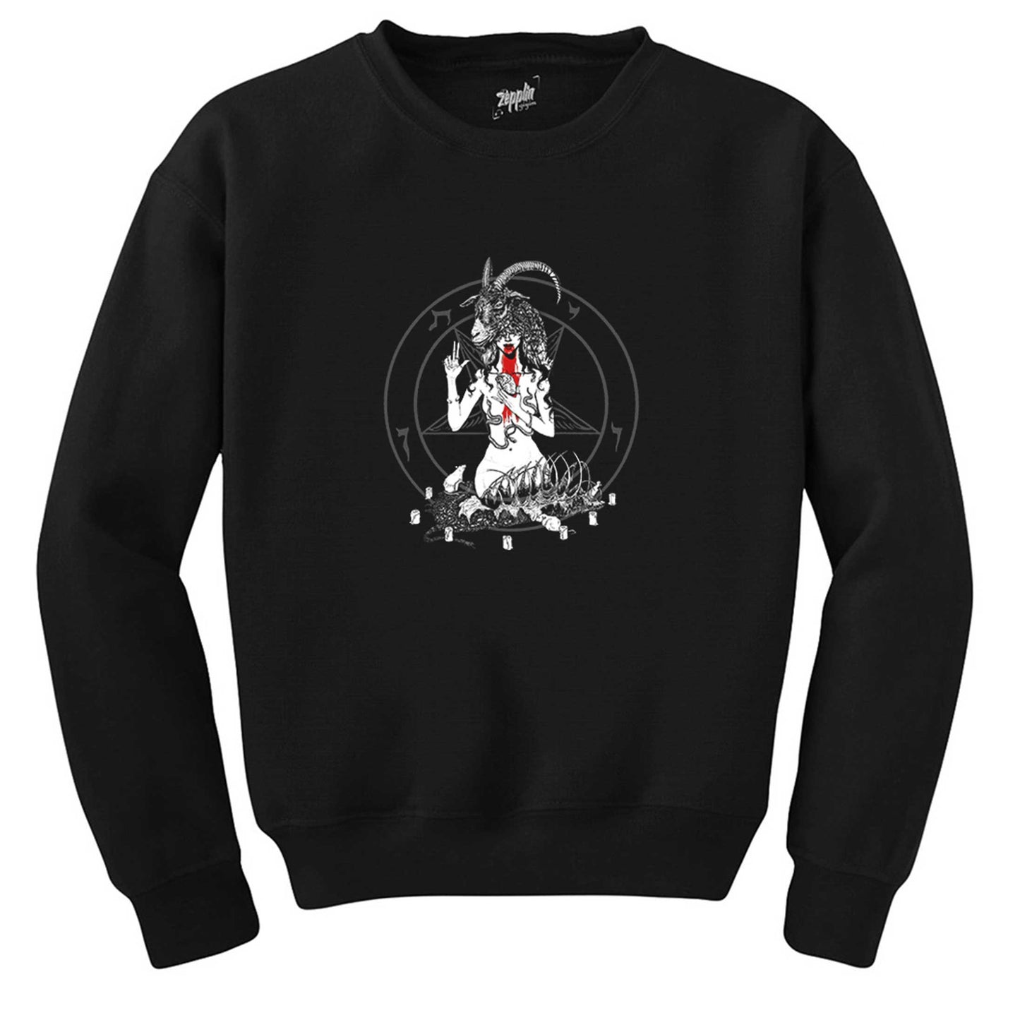 Baphomet Blood Siyah Sweatshirt
