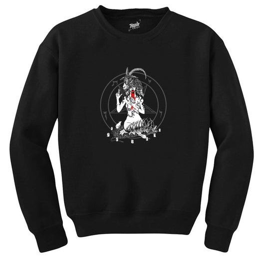 Baphomet Blood Siyah Sweatshirt